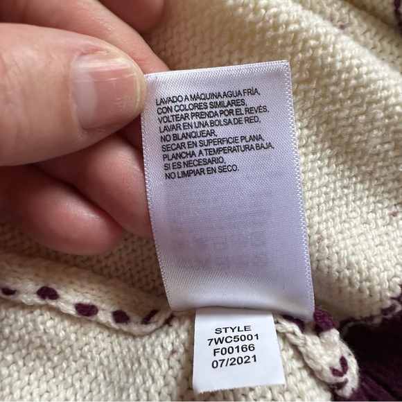 Lucky Sweater Color Block Sweater Maroon Ivory and Grey Women’s Size Small - Picture 11 of 13